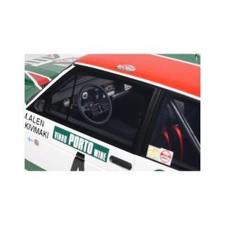 FIAT 131 ABARTH WHITE M.ALEN RALLYE PORTUGAL 1978 #4 Markku Alén OttO mobile 1:12 Resinemodell (Türen, Motorhaube... nicht zu öffnen!)
